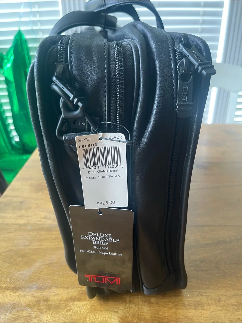 Tumi Black Leather Laptop Deluxe Expandable Brief (Brand New with Tags still on)